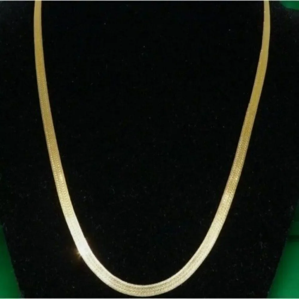 14kt stamped gold Bonded chain herringbone necklace‎ 24 inch (NOT SOLID GOLD